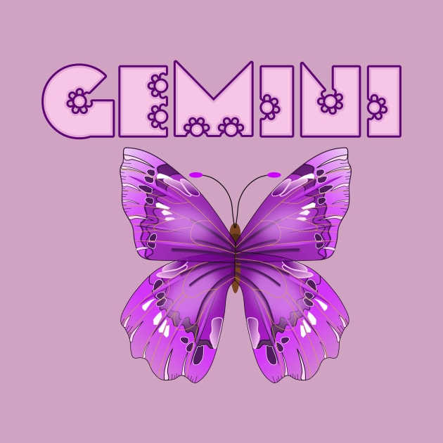 Gemini zodiac sign purple butterfly pretty by THESHOPmyshp