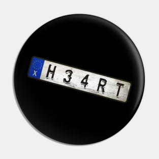 H34RT Car license plates Pin