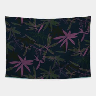 Dark Colored Leaves Pattern Tapestry