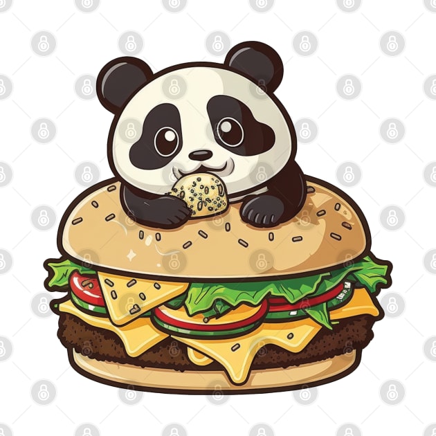 Cute Panda Eating Burger by Cute Pets Stickers