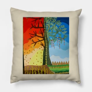 colorful tree Pillow