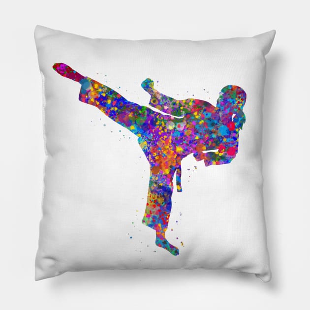 Taekwondo girl Pillow by Yahya Art