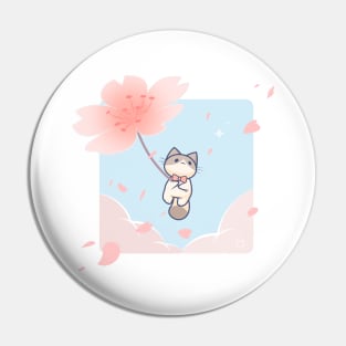 Floating Springtime Cat Pin