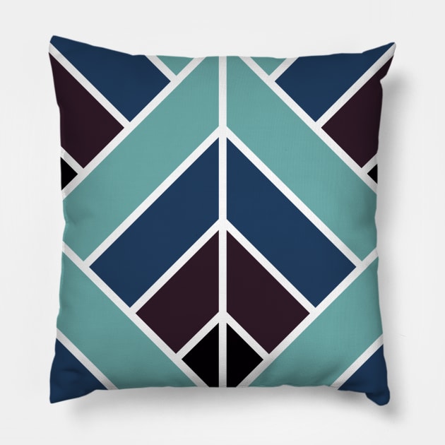 Geometric Pattern: Art Deco Diamond: Midnight Pillow by Red Wolf