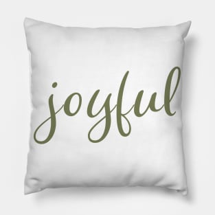 Joyful Christmas Holiday Script Olive Green Pillow