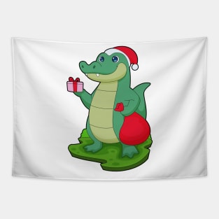 Crocodile Christmas Package Tapestry