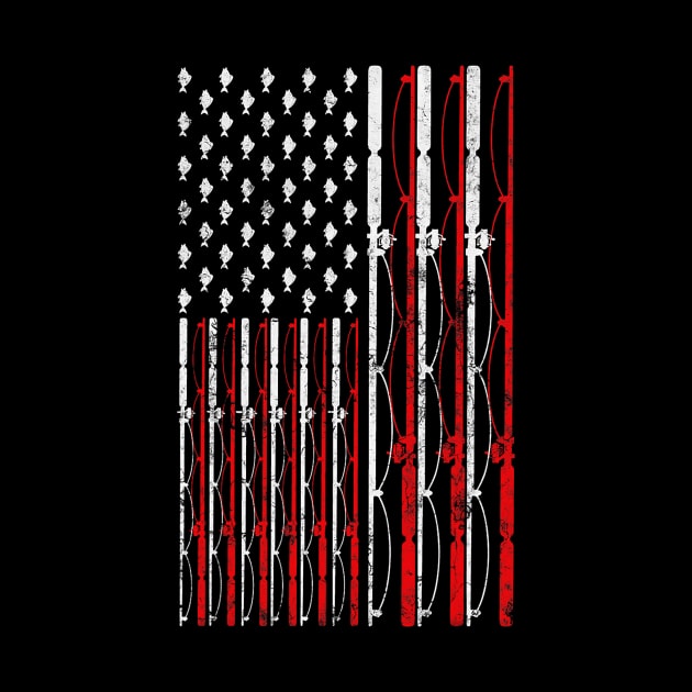 Fishing Rod American Flag Funny Fishing by kasperek