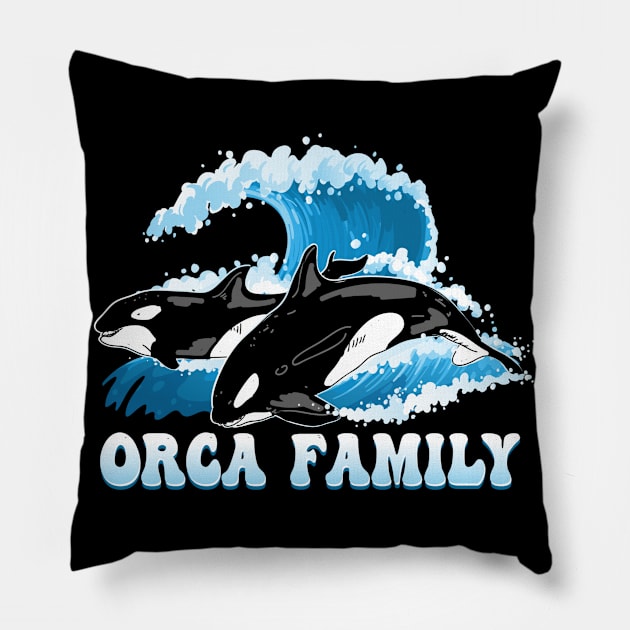 orca family vintage Pillow by Jandjprints