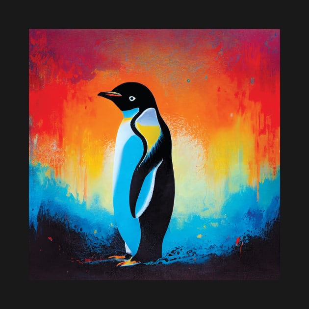 Colourful Penguin Oil Painting by Geminiartstudio
