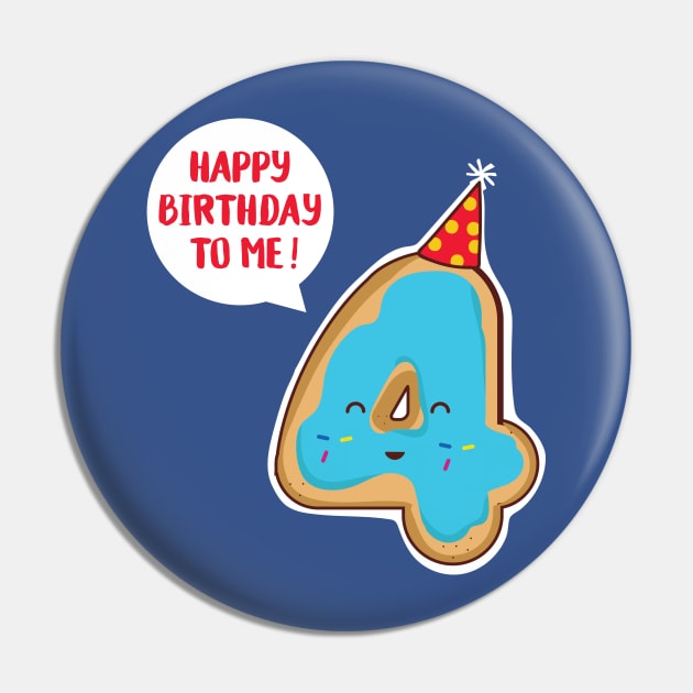 4th Birthday Donut Cookie Treat Shirt Pin by HungryDinoDesign