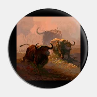 running buffalo Pin