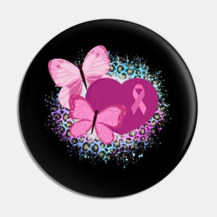 Breast Cancer Awareness Ribbon And Butterflies Pin
