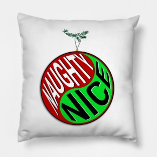 Yin Yang Naughty Nice Christmas Ornament Pillow