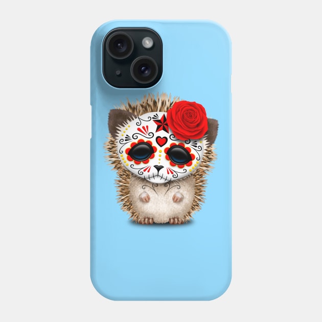 Day of the Dead Sugar Skull Baby Hedgehog Phone Case by jeffbartels