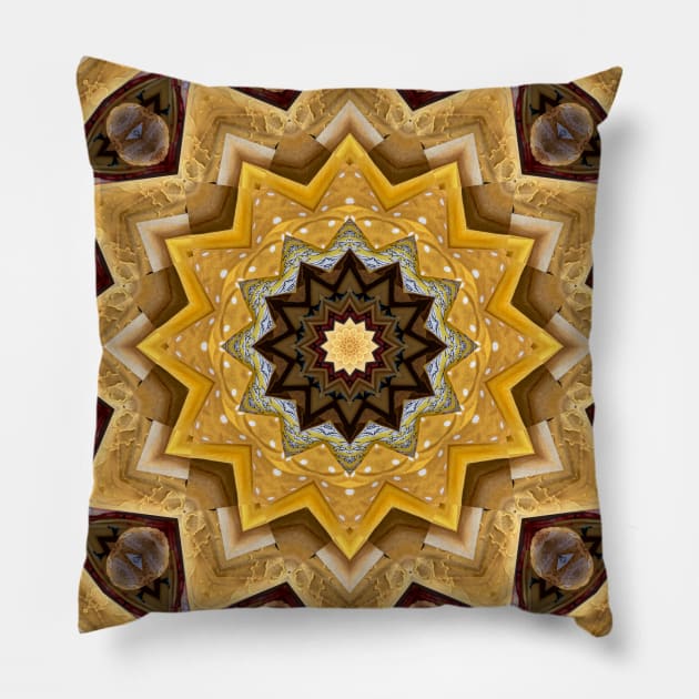 Mandala Kaleidoscope in Earth Tones Pillow by Crystal Butterfly Creations