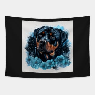 Rottweiler With Flowers Tapestry