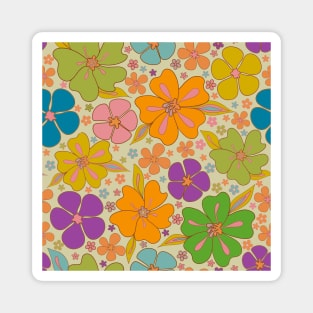 Colorful 70s flower pattern Magnet