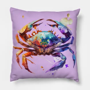 Zodiac Sign CANCER - Watercolour Illustration of astrology Cancer Pillow