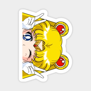 Anime Blonde Girl SailoMoon Cute Magical Peeker Magnet