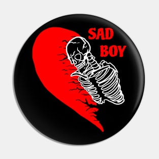 Sad Boy Skeleton Pin