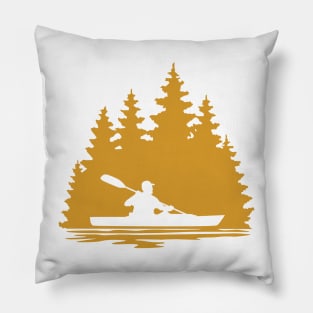 Kayaker Lake Life Silhouette Pillow