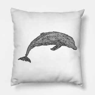 Dotwork Dolphin Art Print Pillow