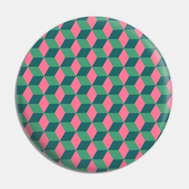 Geometric design- pink and green Pin by mockingjaeart