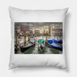 Rainy day on The Grand Canal in Venice Pillow