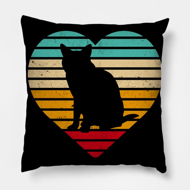 Cat Heart Fun Retro Vintage Funny Cats Pillow by Foxxy Merch