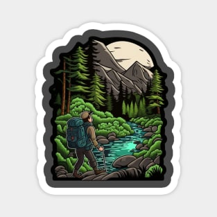 Hiking Cartoon Design - Buy and Plant a Tree Magnet