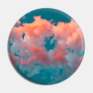 Dramatic Clouds Pink Teal Sky Puffy Clouds Cotton Candy Pin