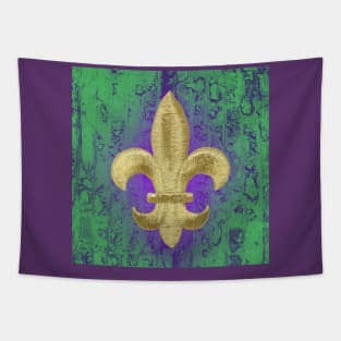 Mardi Gras Fleur de Lis Purple Green and Gold, Tapestry