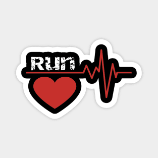 Run Red Heartbeat. Fitness Magnet