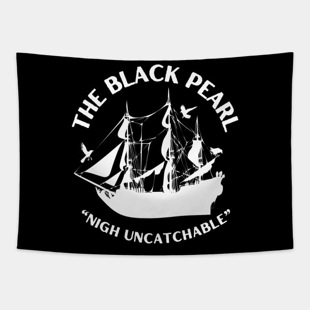 Nigh Uncatchable The Black Pearl Pirate Ship Tapestry by Andrew Collins