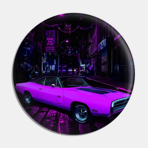 Classic Car in The Purple City Pin by Alkahfsmart