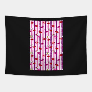 love lips stripes, valentines Tapestry