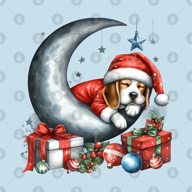 Beagle Dog On The Moon Christmas by Graceful Designs