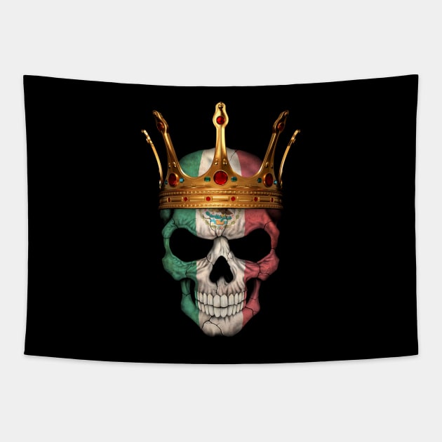 Mexican Flag Skull with Crown Tapestry by jeffbartels