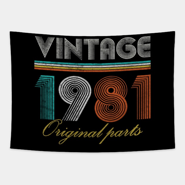 Vintage 1981 Retro 40 Year Old 40th Birthday Gift Men Women Tapestry by sufian