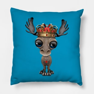 Cute Royal Moose Wearing Crown Pillow