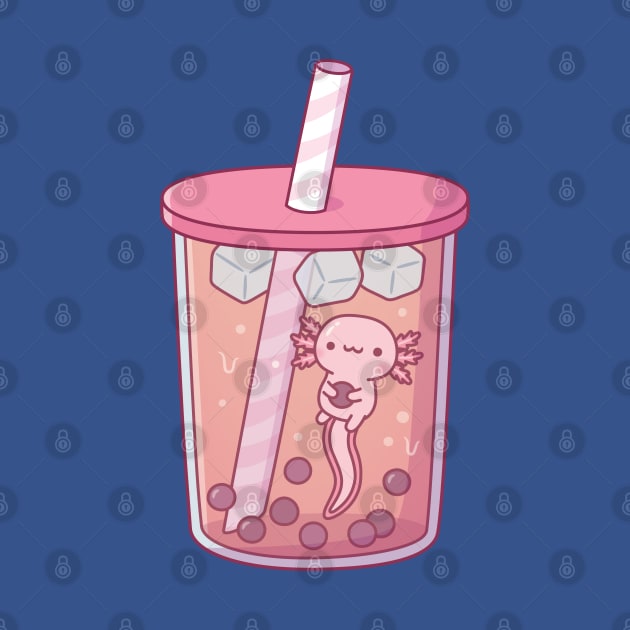 Cute Axolotl Swimming In Bubble Tea by rustydoodle