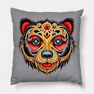 Spirit Animal Tribal Bear Face Pillow