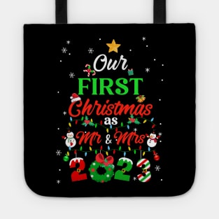 Our First Christmas As Mr And Mrs 2023 Couple Wife Husband Tote