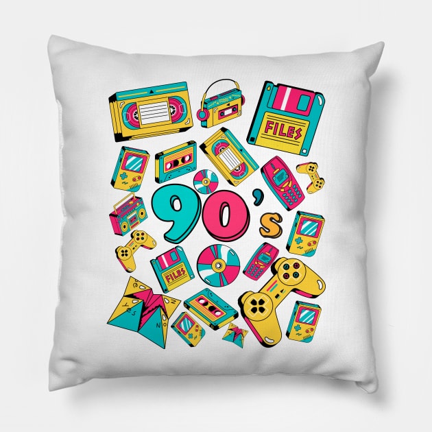 Best of 90's, cool 90's, nostalgia 90's, vintage memories, vintage stuff, 90's era, cool retro stuff Pillow by BloomInOctober