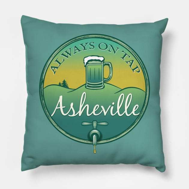 Always On Tap - Asheville Beer - Retro G 22 Pillow by AVL Merch