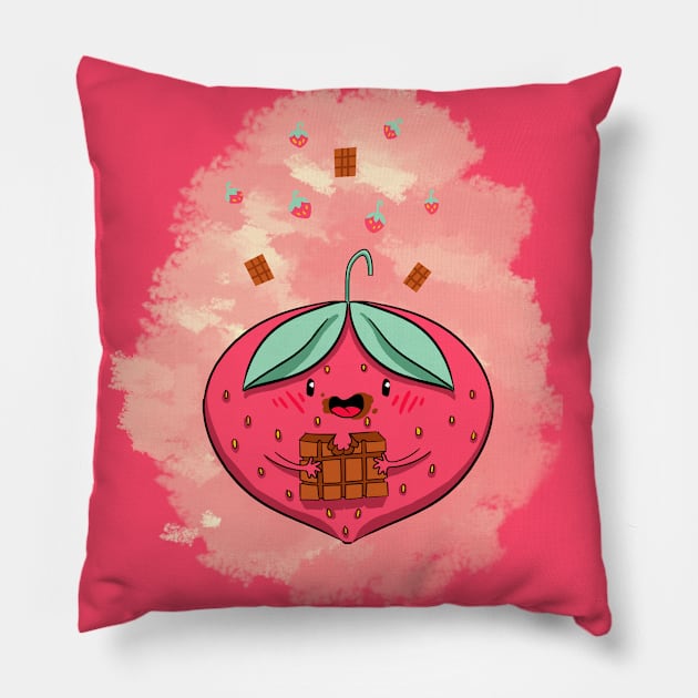 Amy the strawberry Pillow by GrunpyFrog