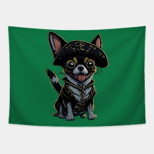 Cartoonish Chihuahua Pirate Tapestry
