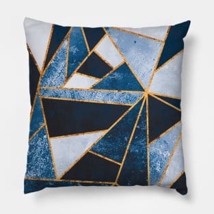 Sapphire Blue and Gold Minimalist Abstract Art Pillow