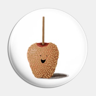 Happy Little Caramel Apple Illustration Pin