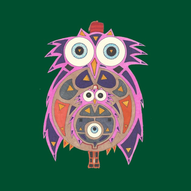 Momma Owl with Red Fez by Zenferren